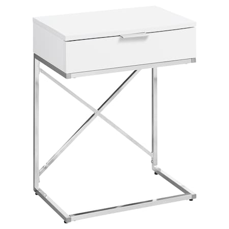 Monarch Specialties Accent Table - 24"H / Glossy White / Chrome Metal I 3470